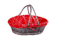 Rio wicker basket grey woven red 54x40x16/20cm