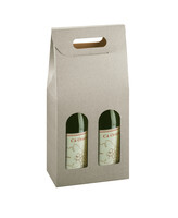 Taupe grey cardboard box New York 2 bouteilles