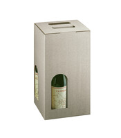 New York cardboard box with line look taupe grey 4 bouteilles