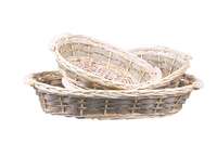 Amandine wicker/peeled wood/seagrass oval basket 60x40x12.5cm