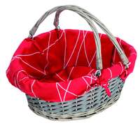 Rio wicker basket grey woven red 33x26x10/13cm
