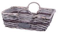 Rosanne wicker/peeled wood grey/chocolate ceruse rectangle basket 28x20x9cm
