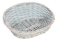 Amélie wicker/peeled wood grey ceruse asymmetrical oval basket 43x35x6/18cm