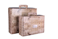 Lorriane gourmet grey imitation wood cardboard suitcase 42x35.5x12cm-FSC7®