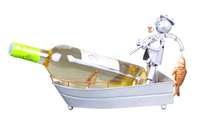 Felix bottle holder grey/copper metal - Fisherman in boat