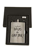 Nora 8oz/24cl black decorated flask - En cas de coup dur