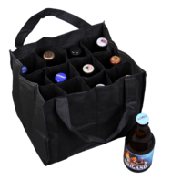Alberto black non-woven bag 12 beers (27x20x22cm) fixed dividers