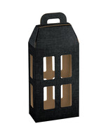 Milan cardboard lantern with black fabric look 2 bottles