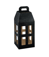 Milan cardboard lantern with black fabric look 4 bottles