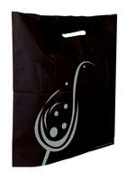 Patch handle plastic bags,60µ,black MDPE film,44.9x50x6cm,1 color877C.