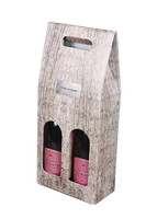 Lorriane grey imitation wood cardboard box 2 bouteilles