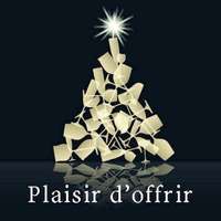 Square black/gold adhesive label - Plaisir d'offrir (box of 500)