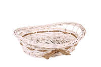 Bianca off-white wicker/wood oval basket 32x22x8/10cm