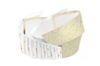 Helsinki white/gold/grey asymmetrical oval rigid cardboard basket 33x26x8/15cm