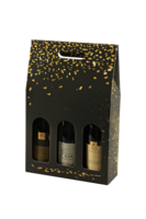 Petra festive black/gold cardboard suitcase 3 bottles - FSC7®