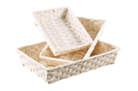 Rihana white bamboo rectangular basket 36x26.5x7.5cm