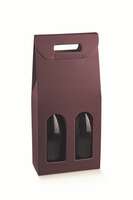 Riga wine red-leather-look cardboard suitcase 2 bouteilles