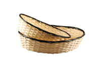 Clara round black basket in bamboo/natural rush 38x28x9cm