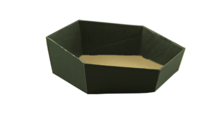 Corbeille Chicago carton kraft noir lisse hexagonale asymétrique 44x38x8/12cm