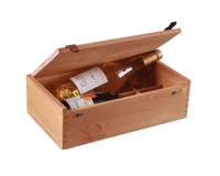 Gauthier golden oak stained wood box 2 bottles