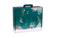 Calgary festive green/white reinforced cardboard gourmet box, 42x35.5x12cm