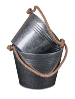 Fredo bucket natural zinc metal, rope handle, Ø20/14x16cm