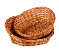 Ambre light brown asymmetrical oval wicker/peeled wooden basket 36x30x5/15cm