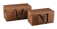 Boxbag Atlanta natural kraft paper 250gr, black ribbon handles, 36x17x18cm