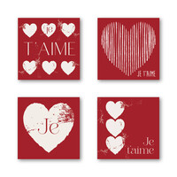 Adhesive label Heart square red/white 