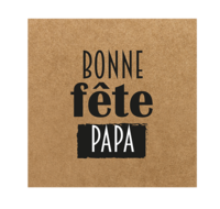 Kraft/black/white square adhesive label - Bonne Fête Papa (box of 500)