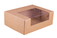 Coffret Atlanta carton kraft brun lisse vitrine, montage automatique, 38x30x14cm