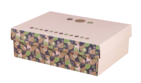 Boite couvercle Ravenne carton décoré vert/or/beige jeu, 33.5x25x11cm - FSC7®