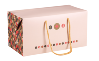 Sac Boxbag Ravenne papier pelliculé mat rouge/or/beige 310gr, 31x16x16cm - FSC®7