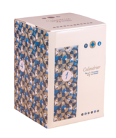 Caisse Calendrier des 4 dimanches de l'avent Ravenne carton décoré bleu/beige