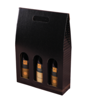Valisette Porto carton kraft noir/brun 3 bouteilles - FSC®7