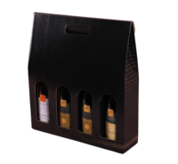 Valisette Porto carton kraft noir/brun 4 bouteilles - FSC®7