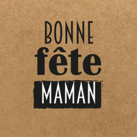 Etiquette adhésive carrée kraft/noir/blanc - Bonne Fête Maman (boîte de 500)