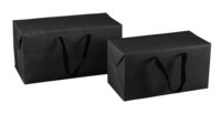 Sac Boxbag Chicago papier kraft noir 250gr, poignées ruban noir, 36x17x18cm