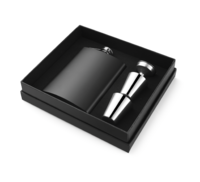 Boxed set Astrid stainless steel flask 6oz/18cl matt black finish 4 pieces