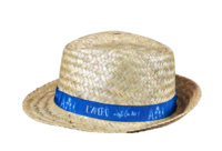Chapeau Ernest paille naturel bandeau bleu/blanc - L'apéro c'est la vie !