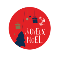 Etiquette adhésive Sofia ronde rouge/festif - Joyeux Noël (boîte de 500)