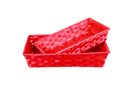 Product image Rihana bamboo raspberry rectangular basket 31x21x7cm