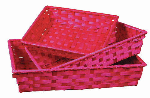 Image du produit Corbeille Rihana bambou framboise rectangle 31x21x7cm