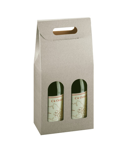Image du produit Valisette New York carton aspect ligne gris taupe 2 bouteilles