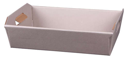 Image du produit Corbeille New York carton aspect ligne gris taupe 37x28x7cm