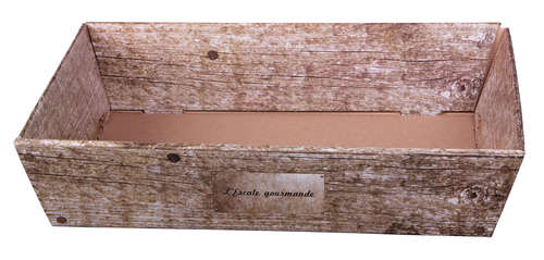 Image du produit Corbeille Lorriane carton imitation bois grisé 34x21x8cm - FSC7®
