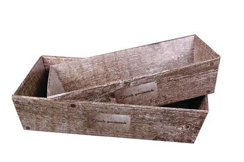Image du produit Corbeille Lorriane carton imitation bois grisé 37x28x8cm - FSC7®