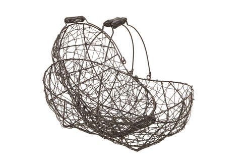 Product image Marcel aged anthracite metal oval basket 28x18x8/11cm