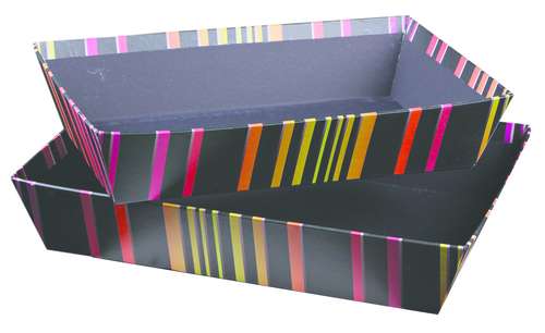 Image du produit Corbeille Romane carton noir et multicouleurs 33x20x7cm