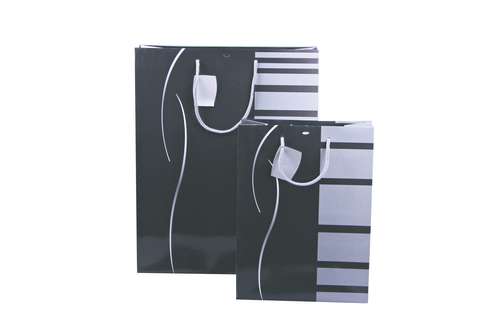 Image du produit Sac Dallas papier pelliculé décor noir/gris cabas 24x12x32cm